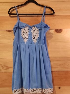 Gianni Bini Blue Dress with White Lace